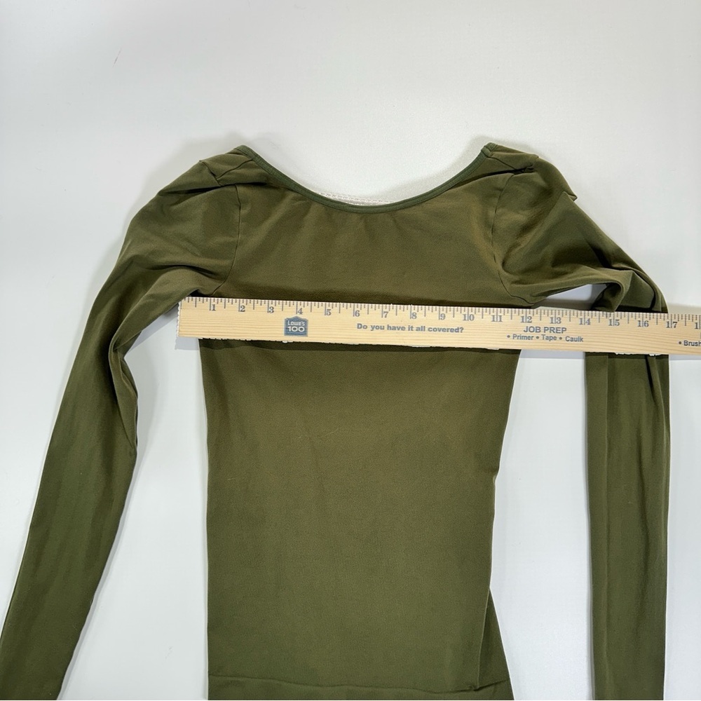 Intimately Free People Open Back Fitted Long Sleeve Top Olive XS S - Picture 6 of 7